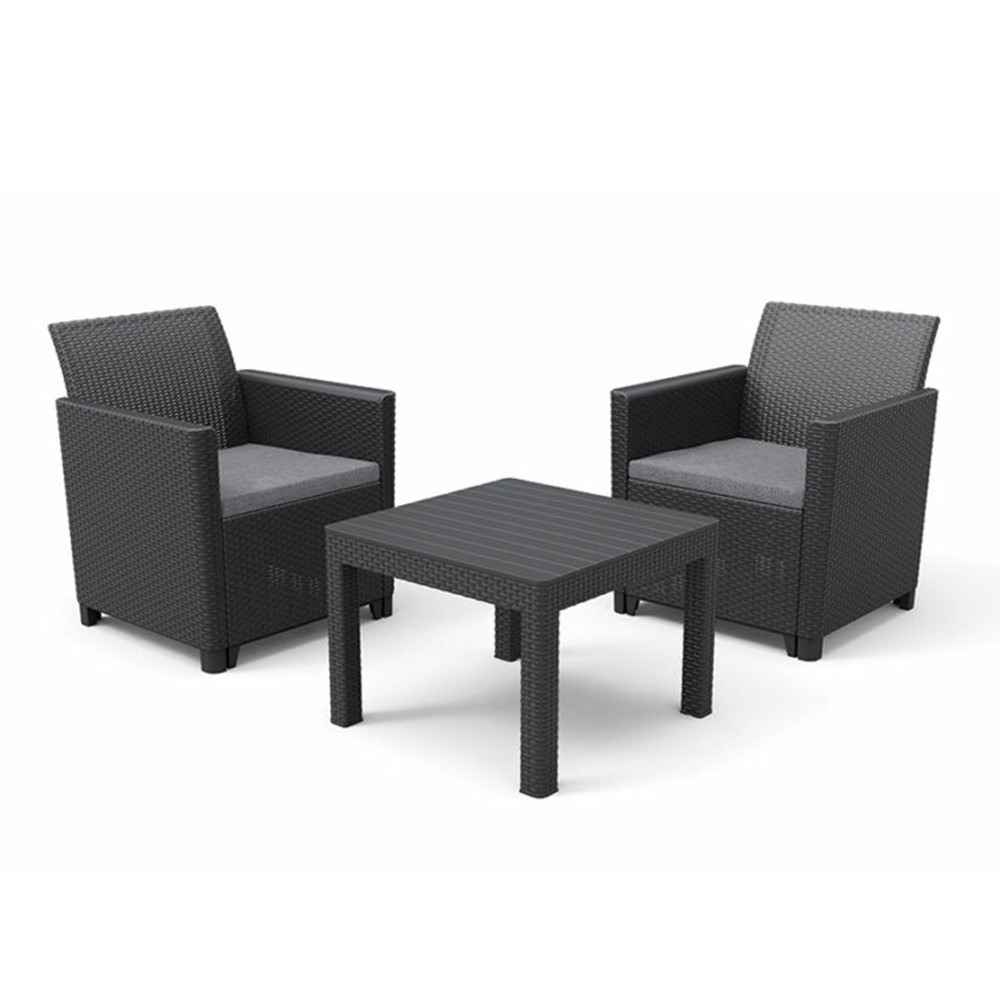 Set mobilier grădină Curver Claire Balcony cu masă Orlando, grafit, 3 piese
