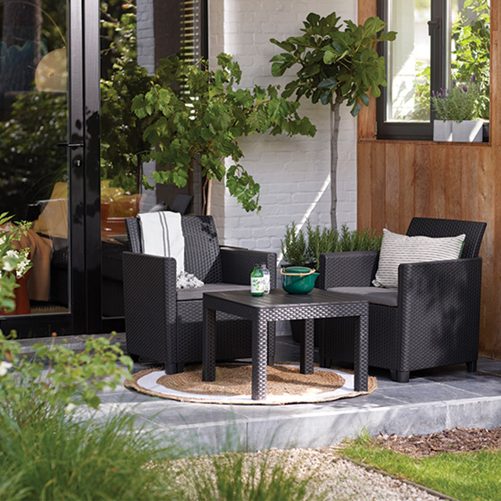 Set mobilier grădină Curver Claire Balcony cu masă Orlando, grafit, 3 piese