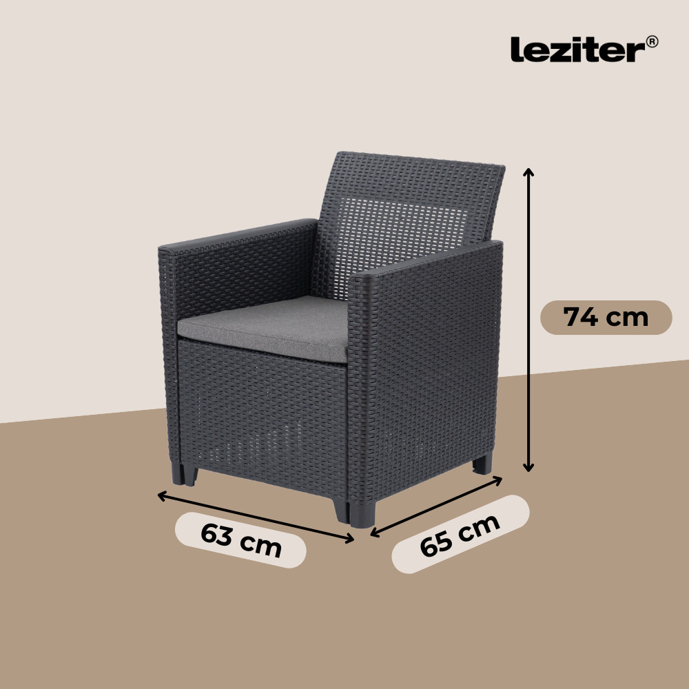 Set mobilier de grădină Curver Claire, 6 locuri, grafit, cu perne