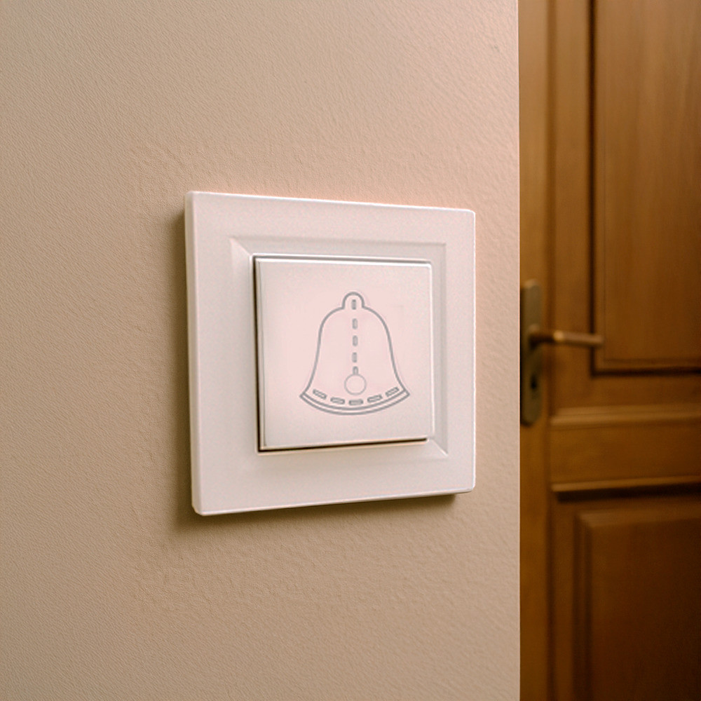 Comutator clopot Leziter Nova 101N cu revenire, cadru alb, montaj incastrat