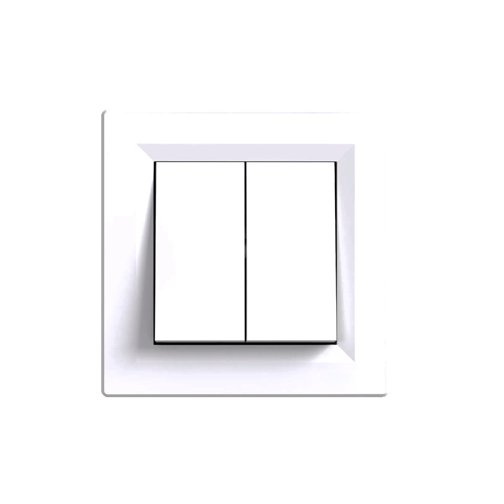 Întrerupător candelabru Leziter Nova 105 dublu, 10A 250V, alb, cu ramă