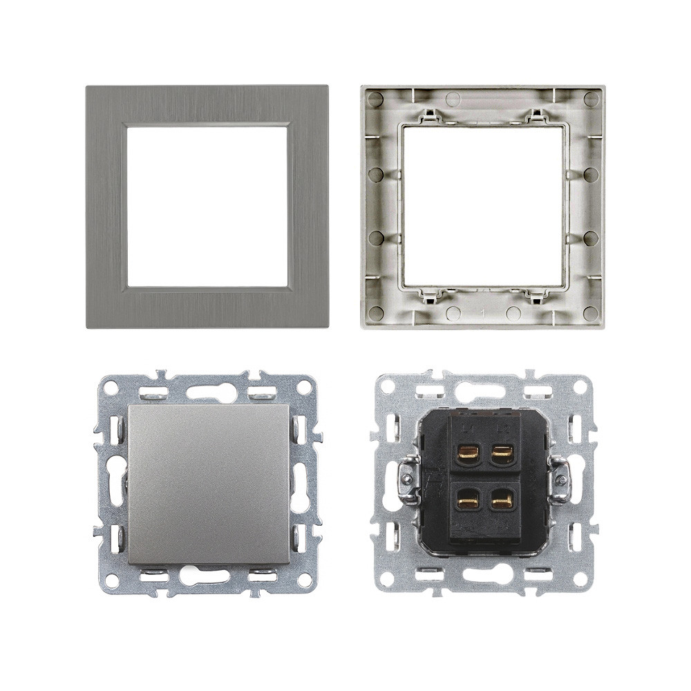 Întrerupător transversal Leziter Nova 10A 250V tip 107, cu ramă gri