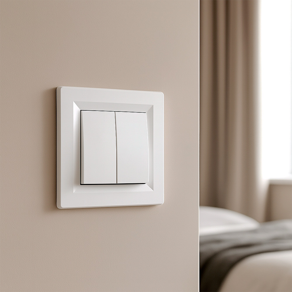 Comutator candelabru Leziter Nova 105, alb, 2 taste, 10A 250V, fără cadru