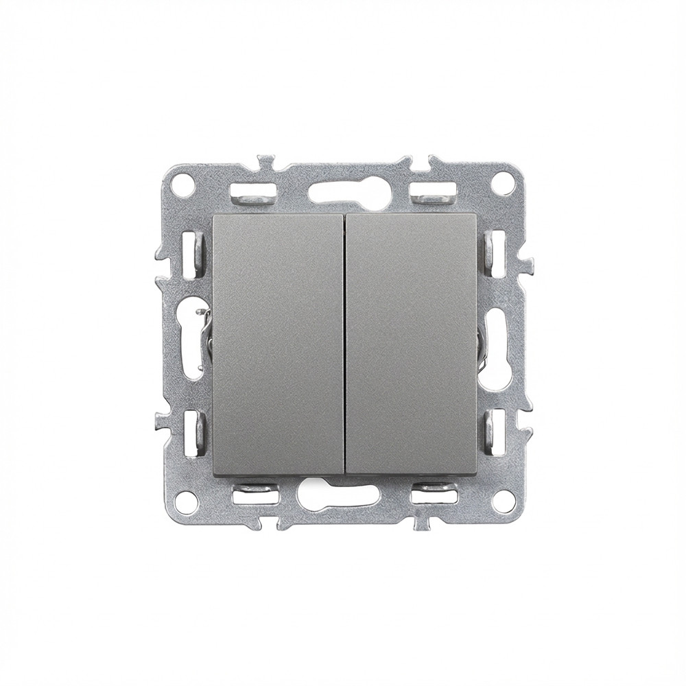 Comutator candelabru dublu Leziter Nova 10A 250V, modul fără ramă, gri