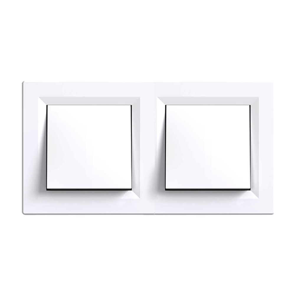 Comutator dublu Leziter Nova 10A/250V alb, cu ramă dublă, montaj îngropat