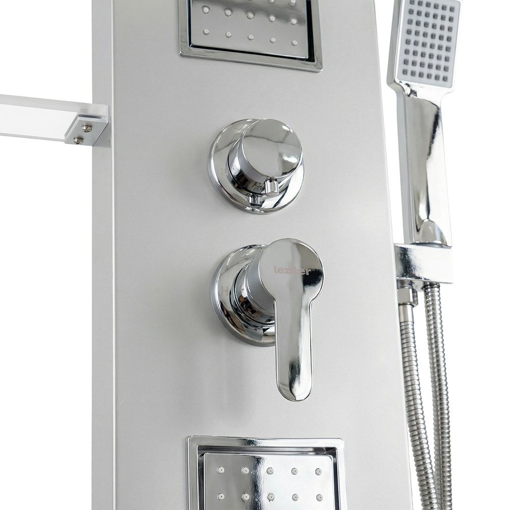 Panou de duș Leziter Angel cu hidromasaj, inox, duș ploaie și duș de mână
