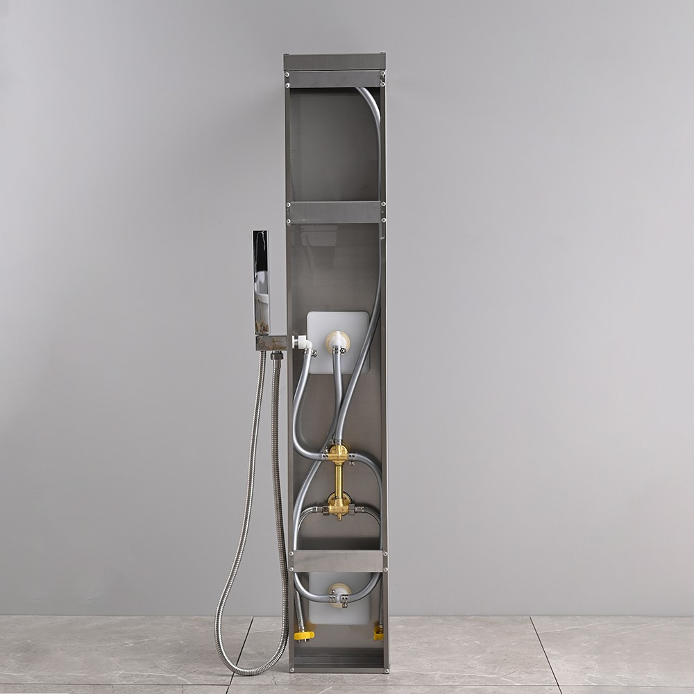 Panou de duș cu hidromasaj Leziter Merino, inox periat, ploaie 45 cm