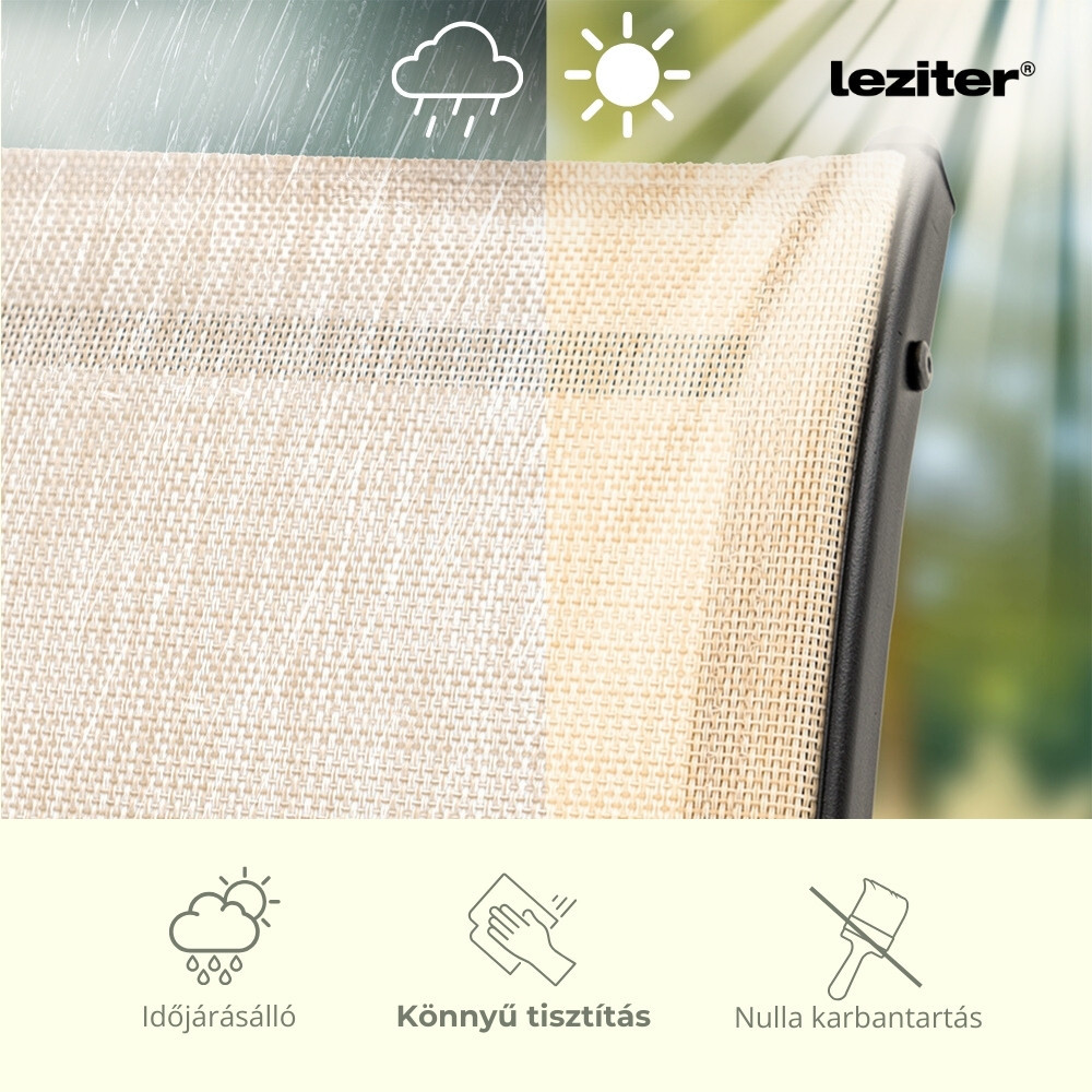 Set mobilier de grădină Leziter Arlon 6+1 bej cu masă din sticlă securizată