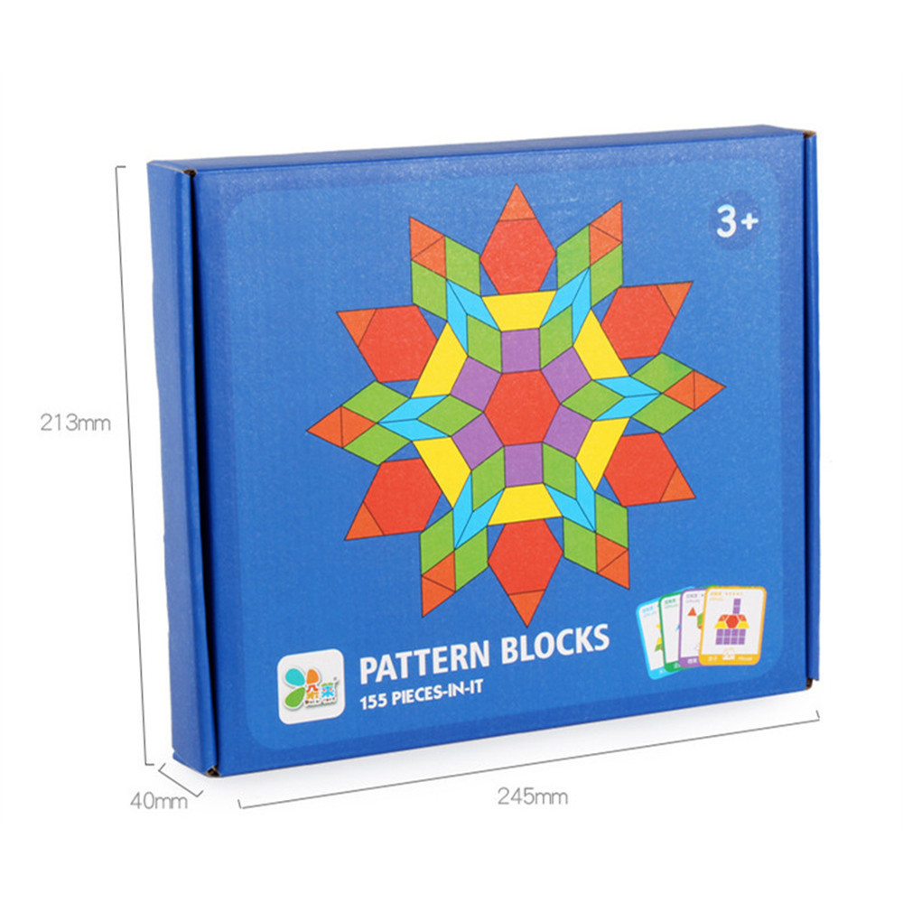 Puzzle Tangram educativ Leziter, 155 piese cu cartonase, 4 niveluri