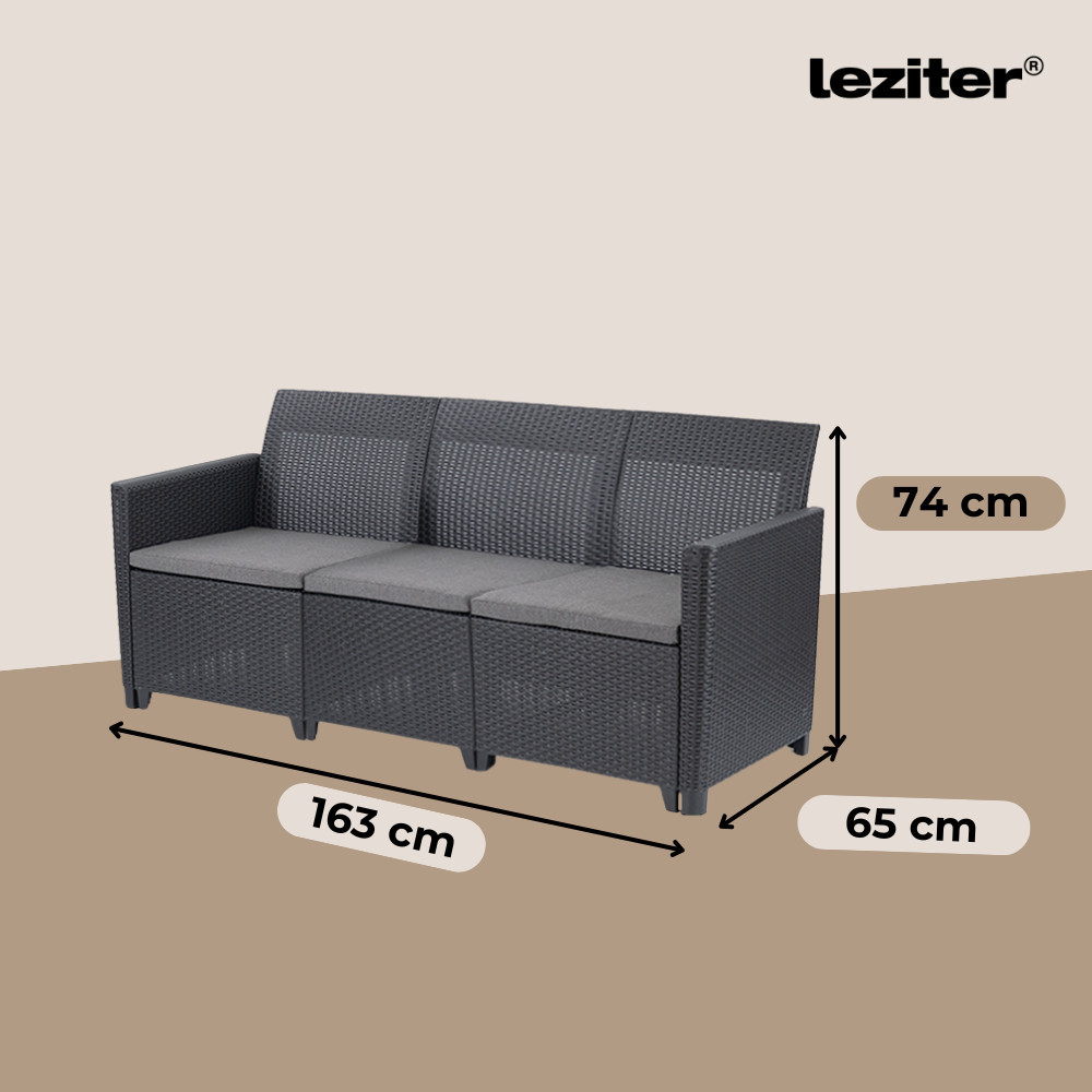 Set mobilier de grădină Curver Claire IV, 18 locuri, cu masă depozitare Vigo, grafit