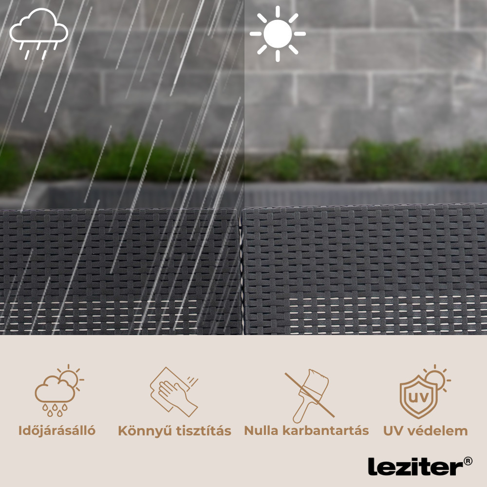 Set mobilier de grădină Curver Claire IV, 18 locuri, cu masă depozitare Vigo, grafit