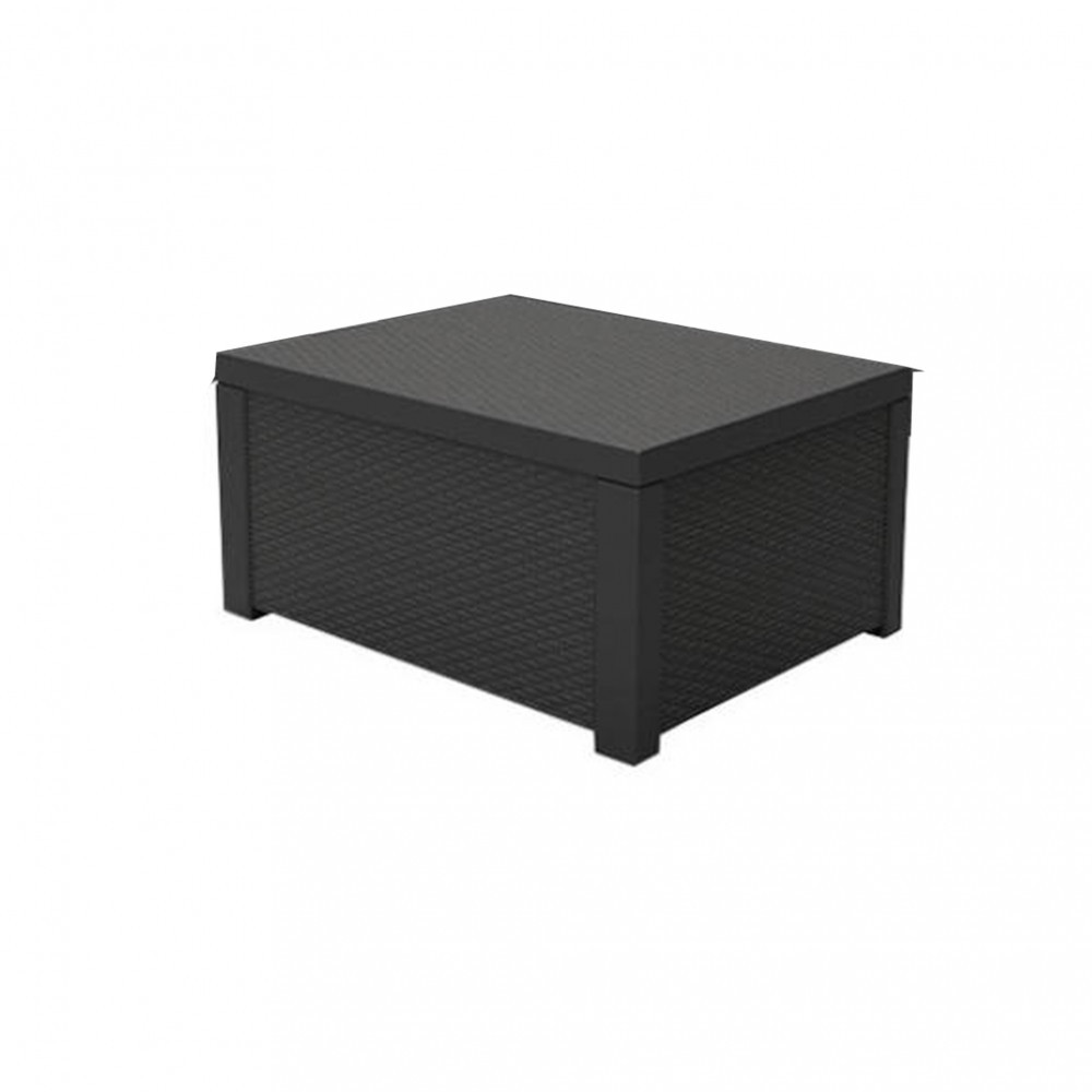 Set mobilier grădină Curver Corfu Box, grafit, 4 piese cu perne gri deschis