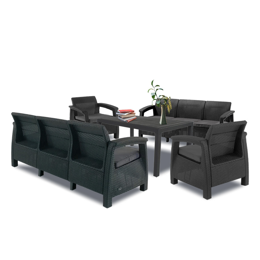 Set mobilier grădină Curver Corfu Love Max Duo cu masă Melody, 6 piese