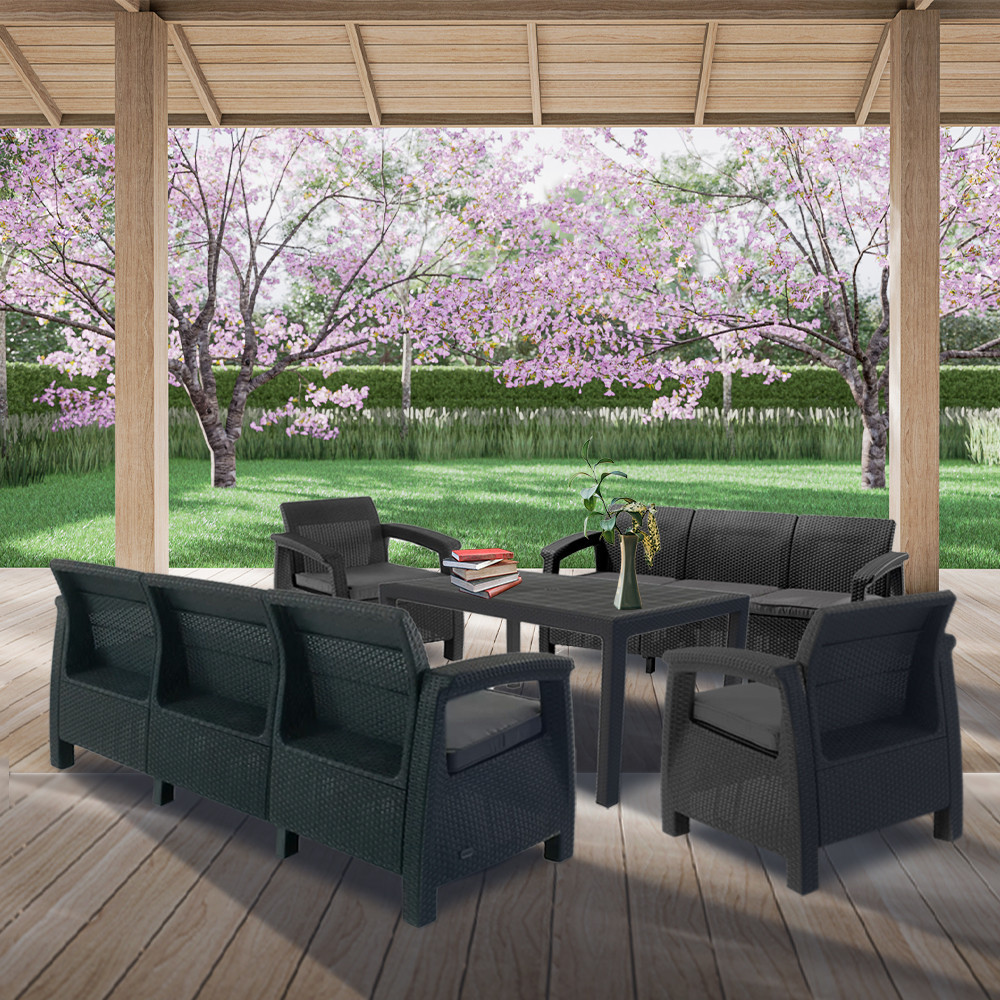 Set mobilier grădină Curver Corfu Love Max Duo cu masă Melody, 6 piese