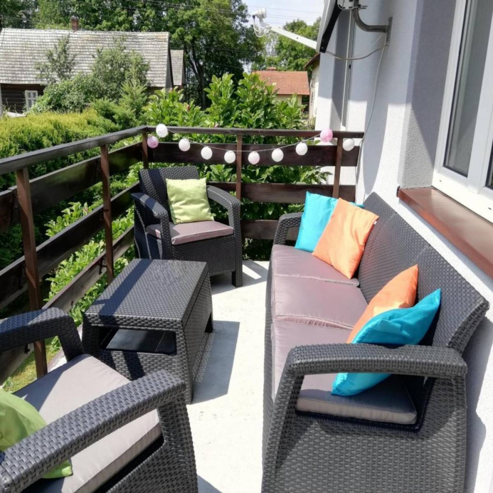 Set mobilier grădină Curver Corfu Love Duo, grafit, 4 piese cu perne