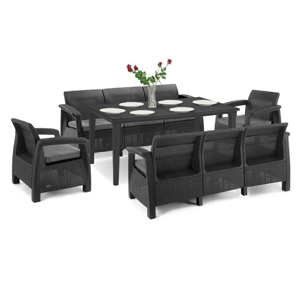 Set mobilier grădină Curver Corfu Love Max Duo cu masă Futura, grafit