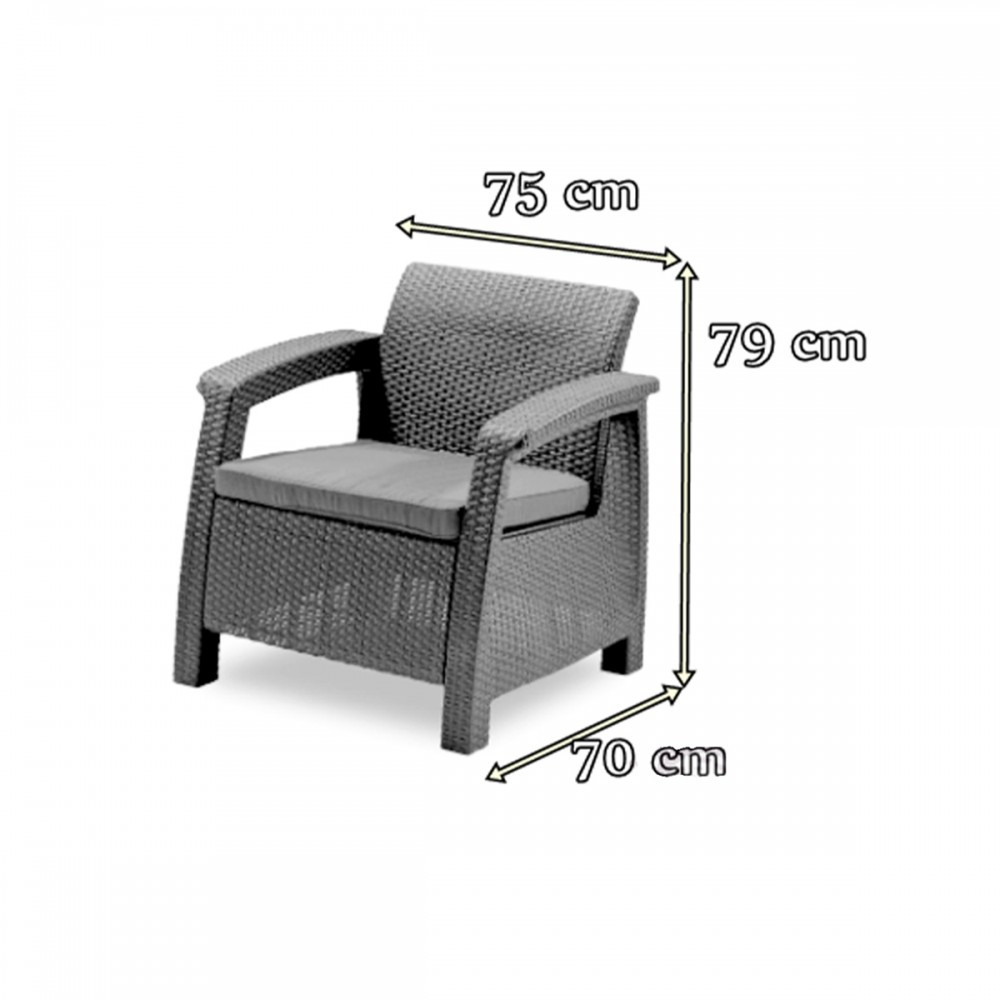 Set mobilier grădină Curver Corfu Love Max Duo cu masă Futura, maro