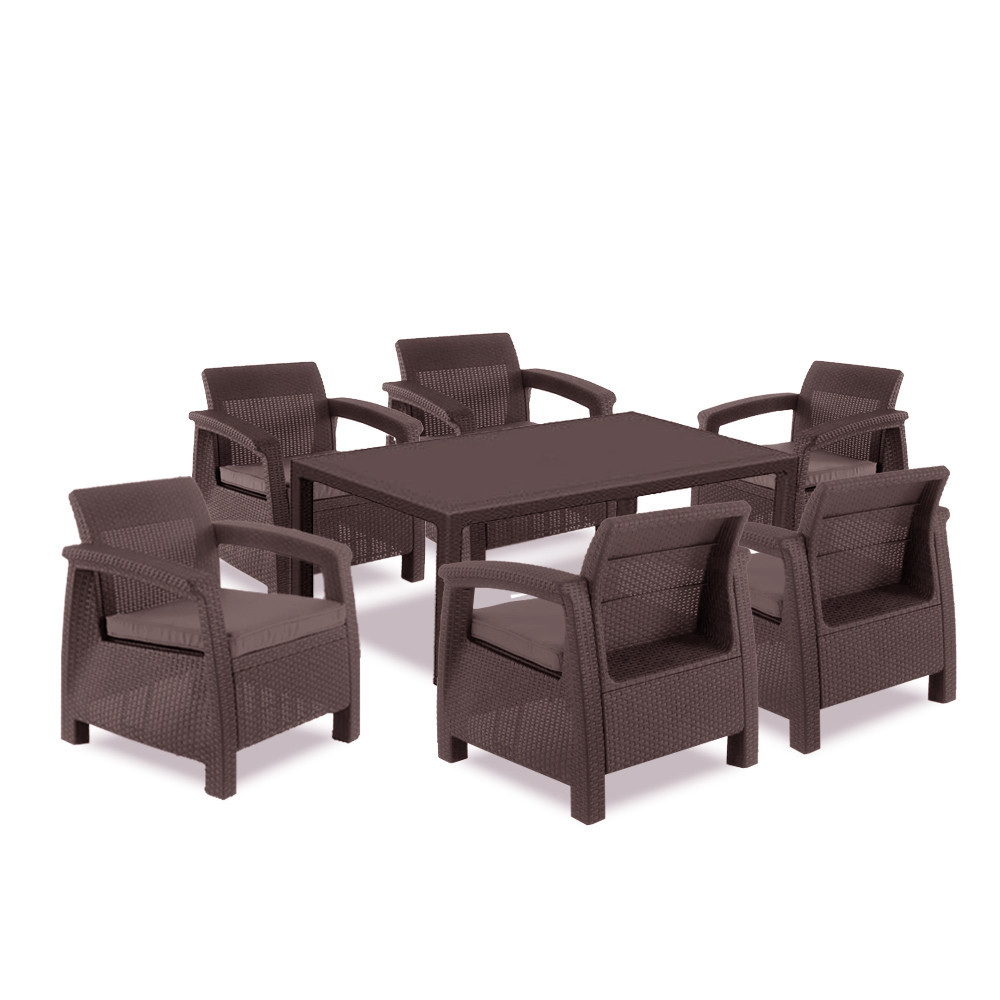 Set mobilier grădină Curver Corfu Relax Duo cu masă Futura, maro