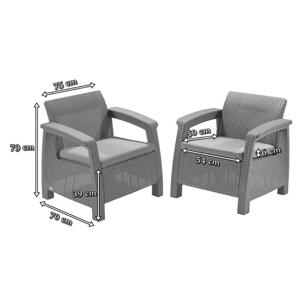 Set mobilier grădină Curver Corfu Relax Duo cu masă Futura, maro