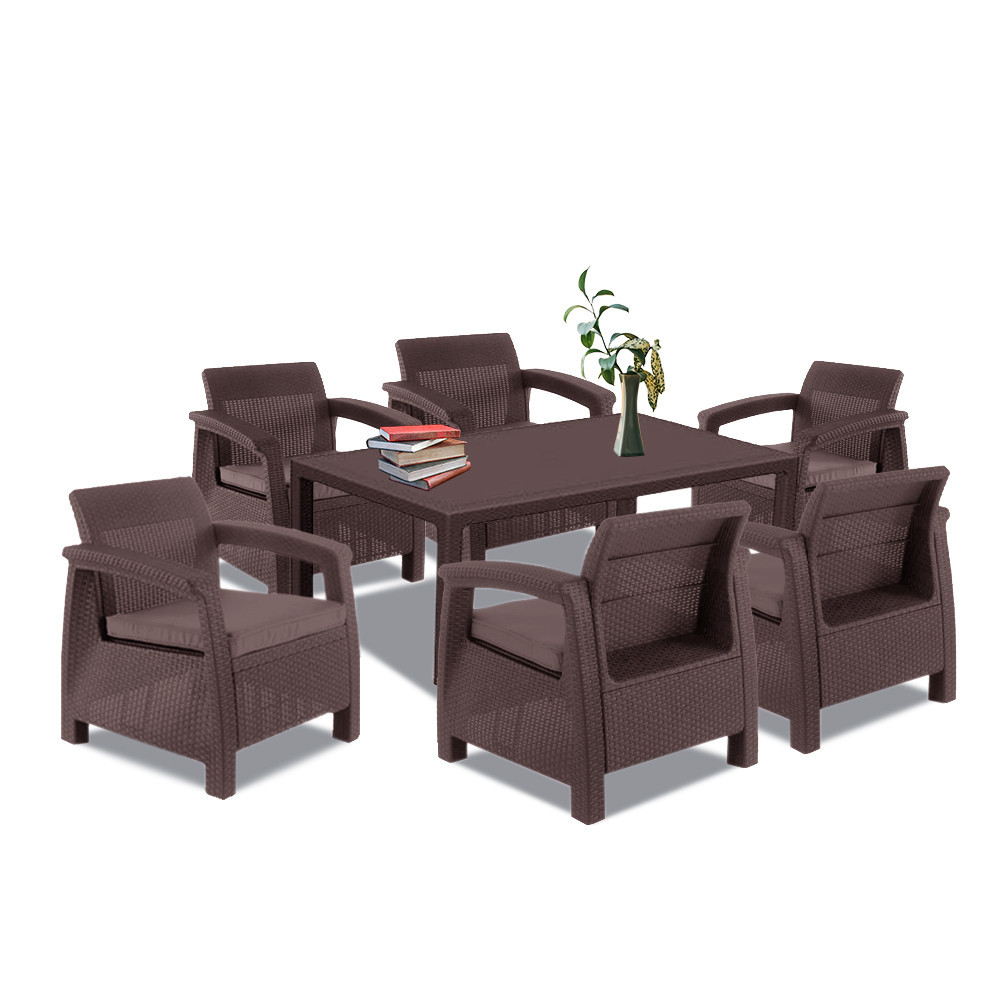 Set mobilier grădină Curver Corfu Relax Duo cu masă Futura, maro