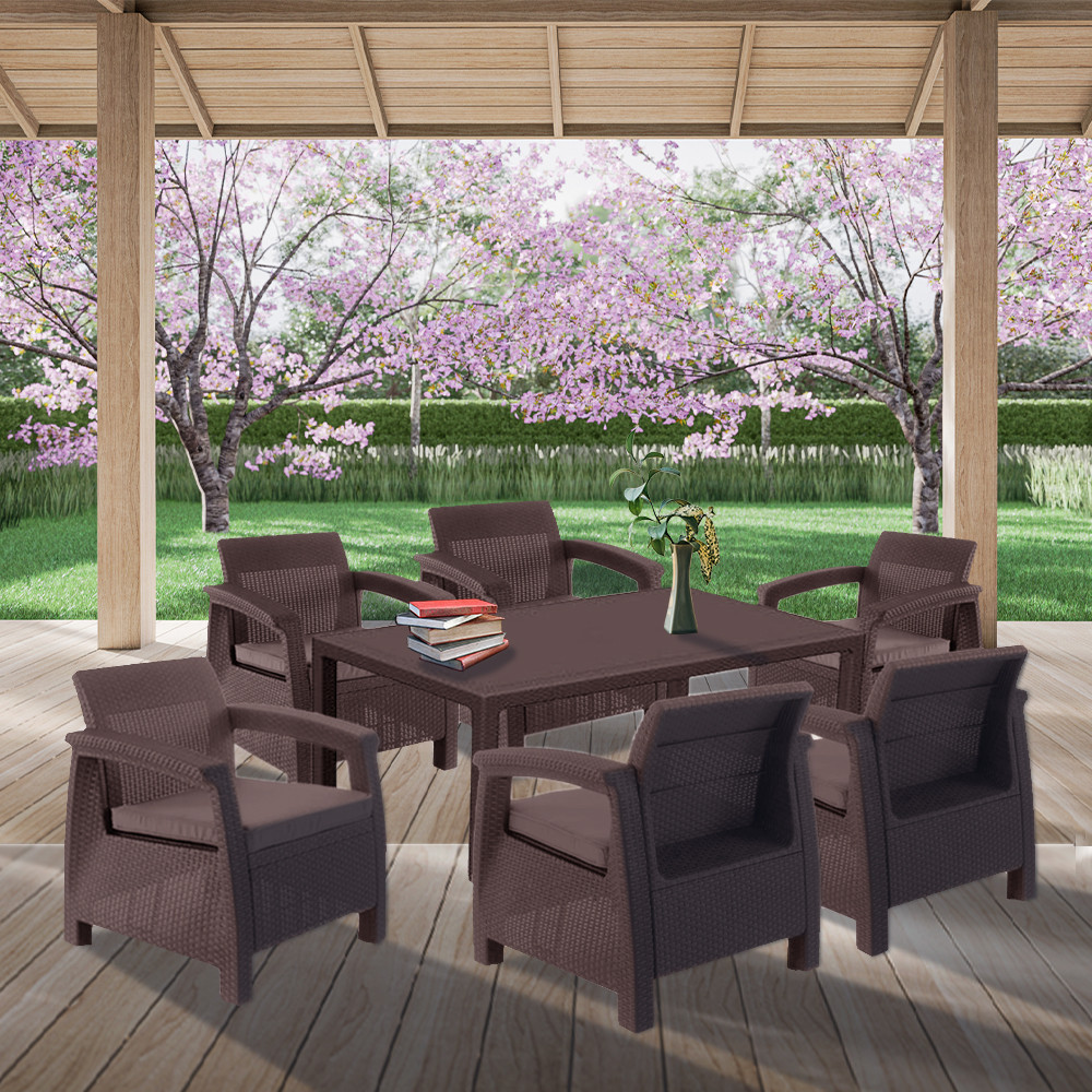 Set mobilier grădină Curver Corfu Relax Duo cu masă Futura, maro