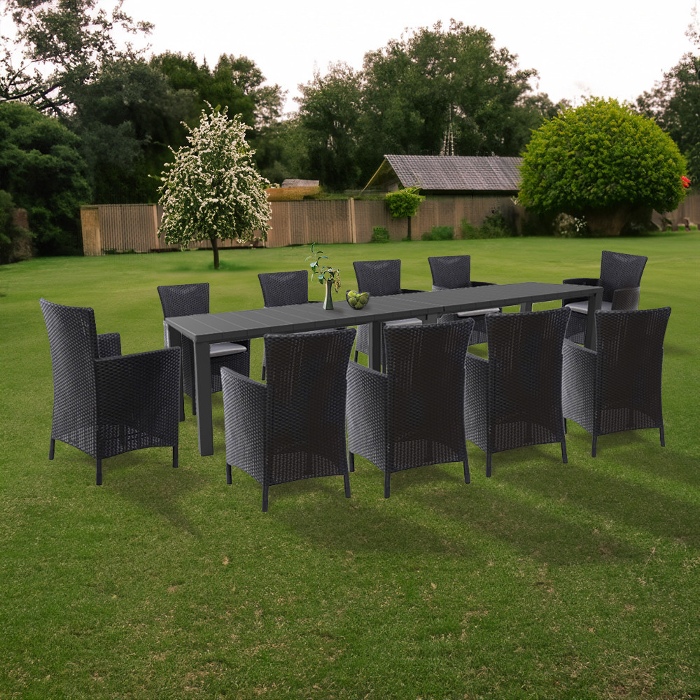 Set mobilier grădină Curver Juowa 10 locuri, masă modulară, grafit