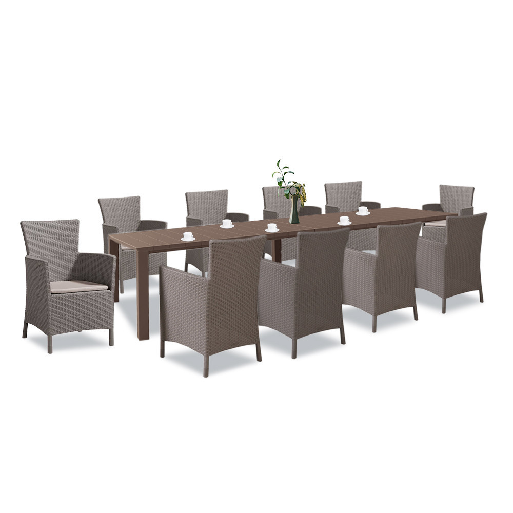 Set mobilier grădină Curver Juowa cappuccino, masă modulară, 10 locuri
