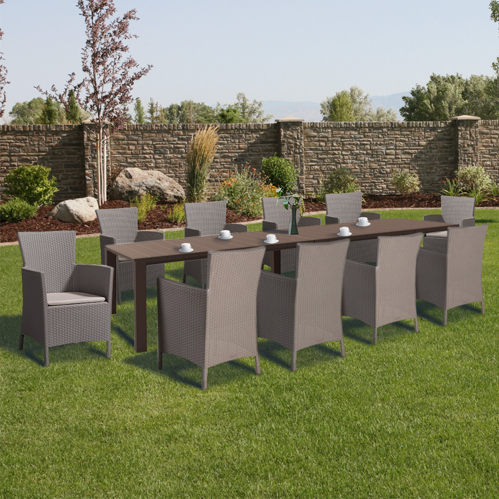 Set mobilier grădină Curver Juowa cappuccino, masă modulară, 10 locuri