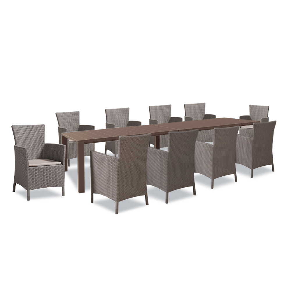 Set mobilier grădină Curver Juowa cappuccino, masă modulară, 10 locuri