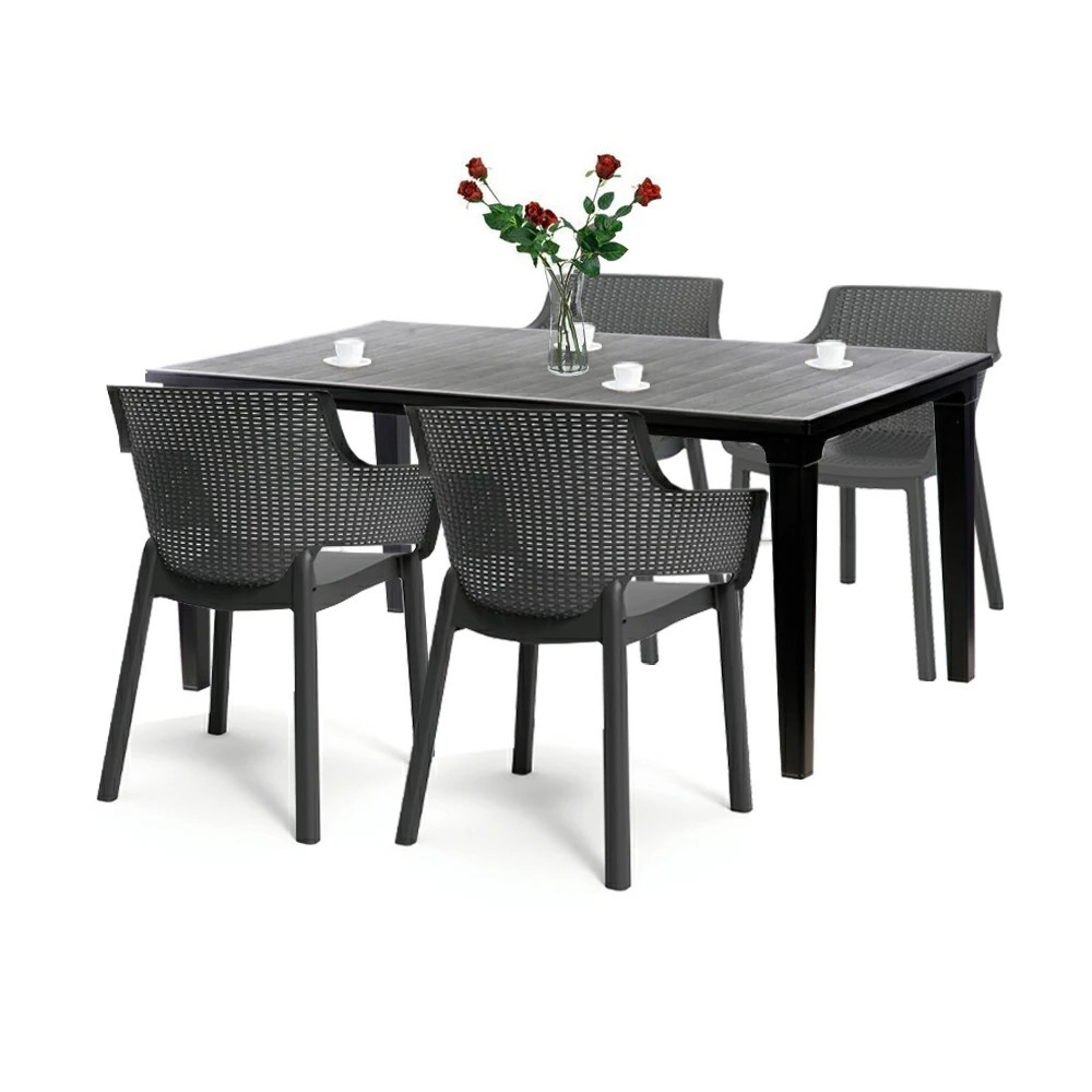 Set mobilier de grădină Curver Fueva 4+1, grafit, masă + 4 scaune