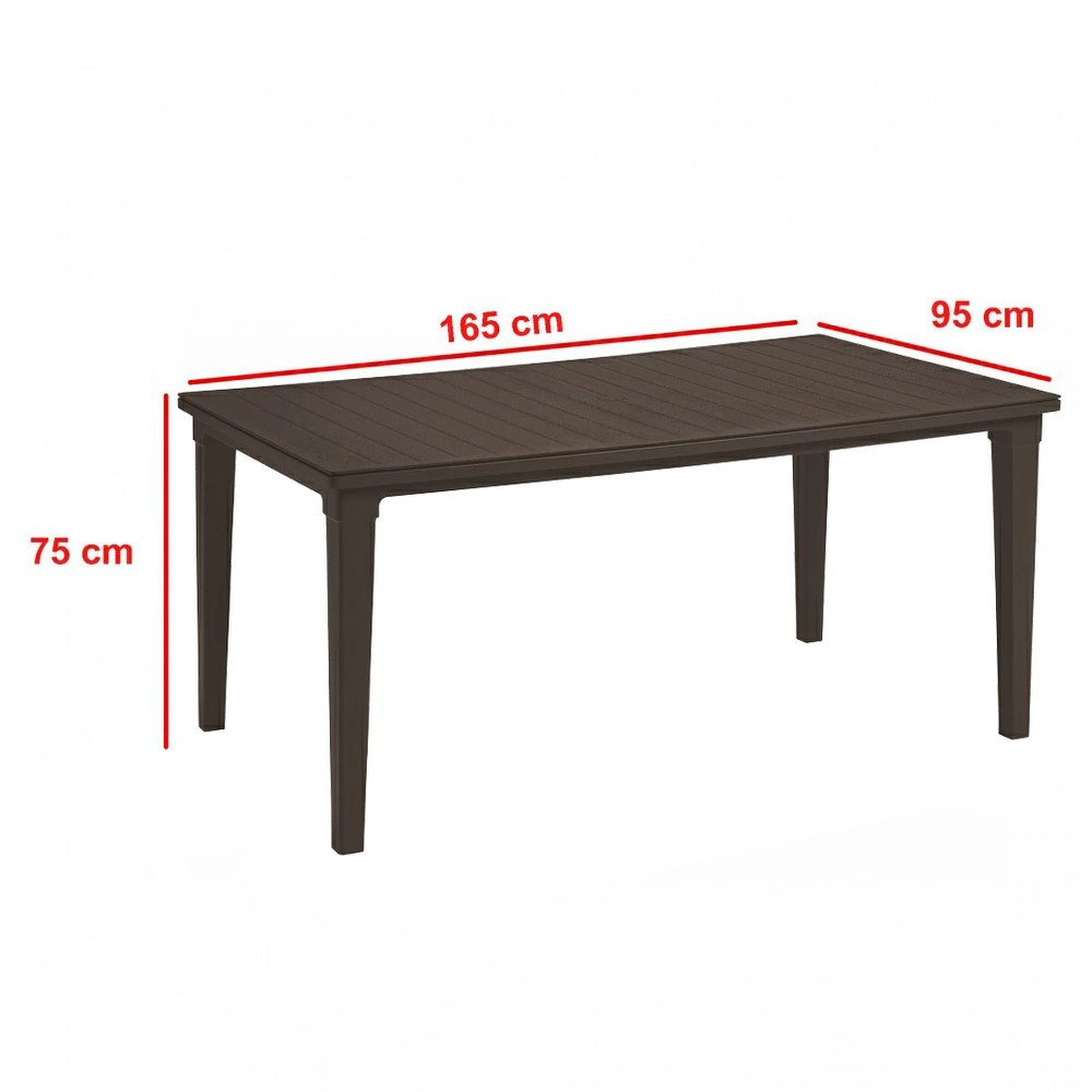 Set mobilier de grădină Curver Futurowa 6+1 maro, aspect ratan, masă 165 cm