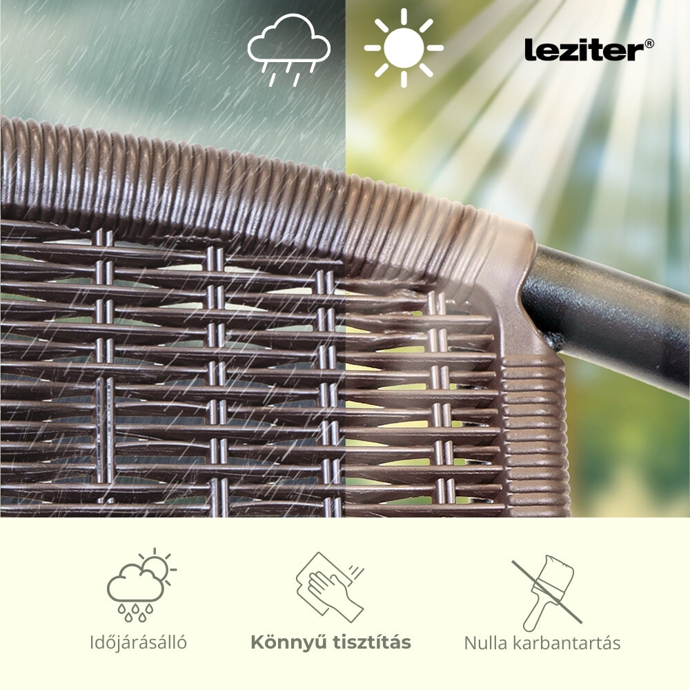 Set mobilier de grădină Leziter Elzas 4+1 maro, masă cu sticlă și 4 scaune