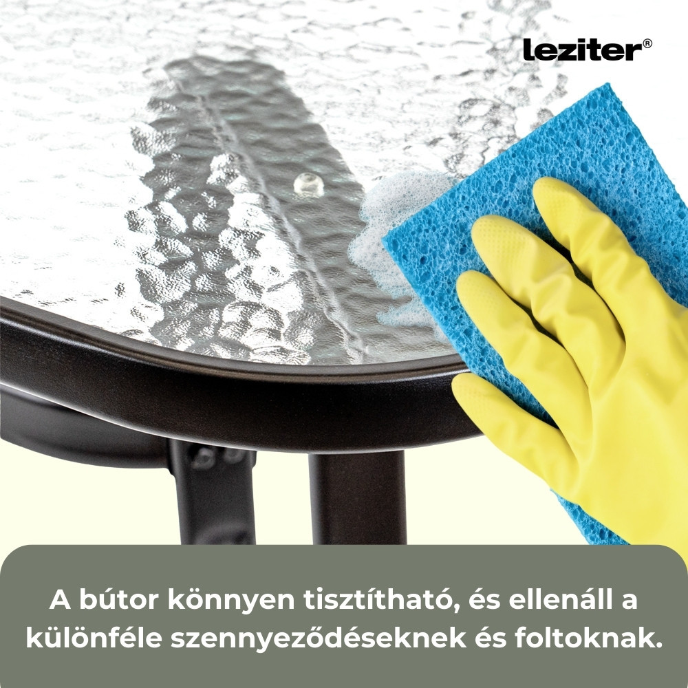 Set mobilier de grădină Leziter Elzas 4+1 maro, masă cu sticlă și 4 scaune