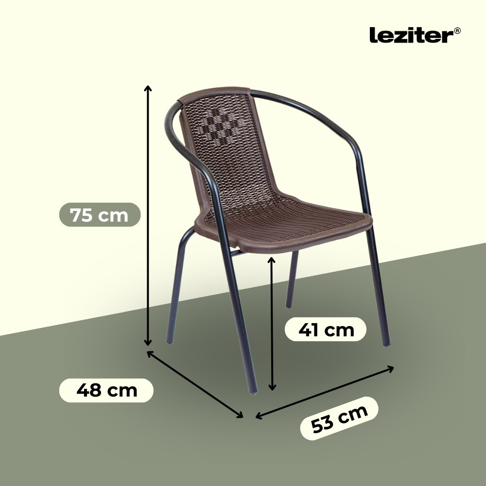 Set mobilier de grădină Leziter Elzas 4+1 maro, masă cu sticlă și 4 scaune
