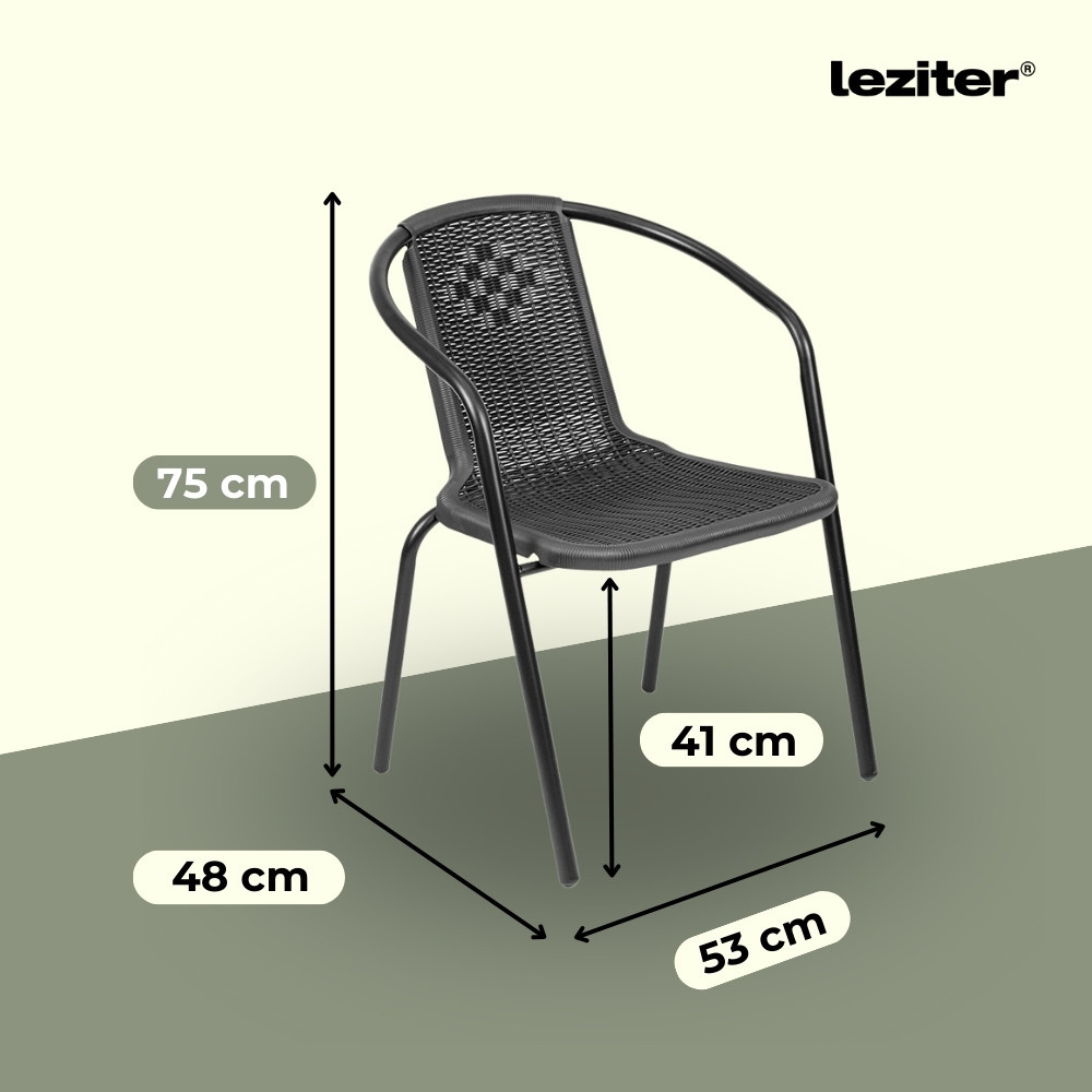 Set mobilier de grădină Leziter Elzas 6+1 negru, masă sticlă și 6 scaune