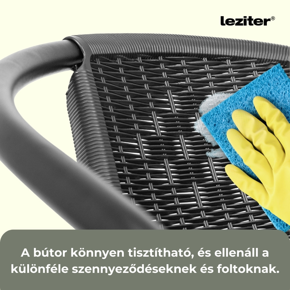 Set mobilier de grădină Leziter Lund 4+1 negru, masă cu sticlă securizată