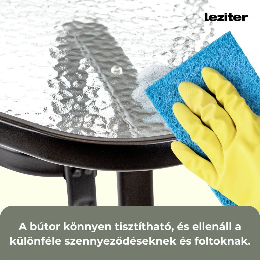 Set mobilier de grădină Leziter Nadin 6+1, negru, masă sticlă 150x90 cm