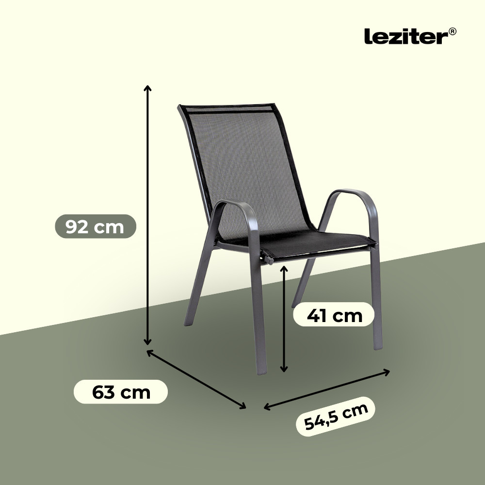 Set mobilier de grădină pentru balcon Leziter Lizi, masă cu sticlă și 2 scaune, negru