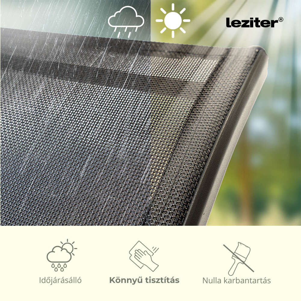 Set mobilier de grădină pentru balcon Leziter Lizi, masă cu sticlă și 2 scaune, negru