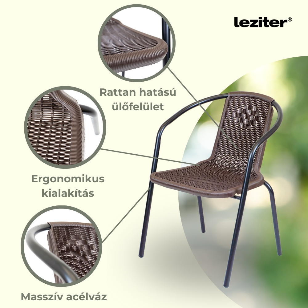 Set mobilier de grădină pentru balcon Leziter Marie, 3 piese, maro
