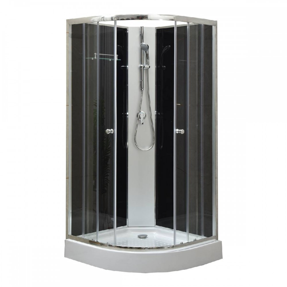 Cabină de duș Leziter Marco Black II 90x90x195 cm, neagră, cu cădiță joasă