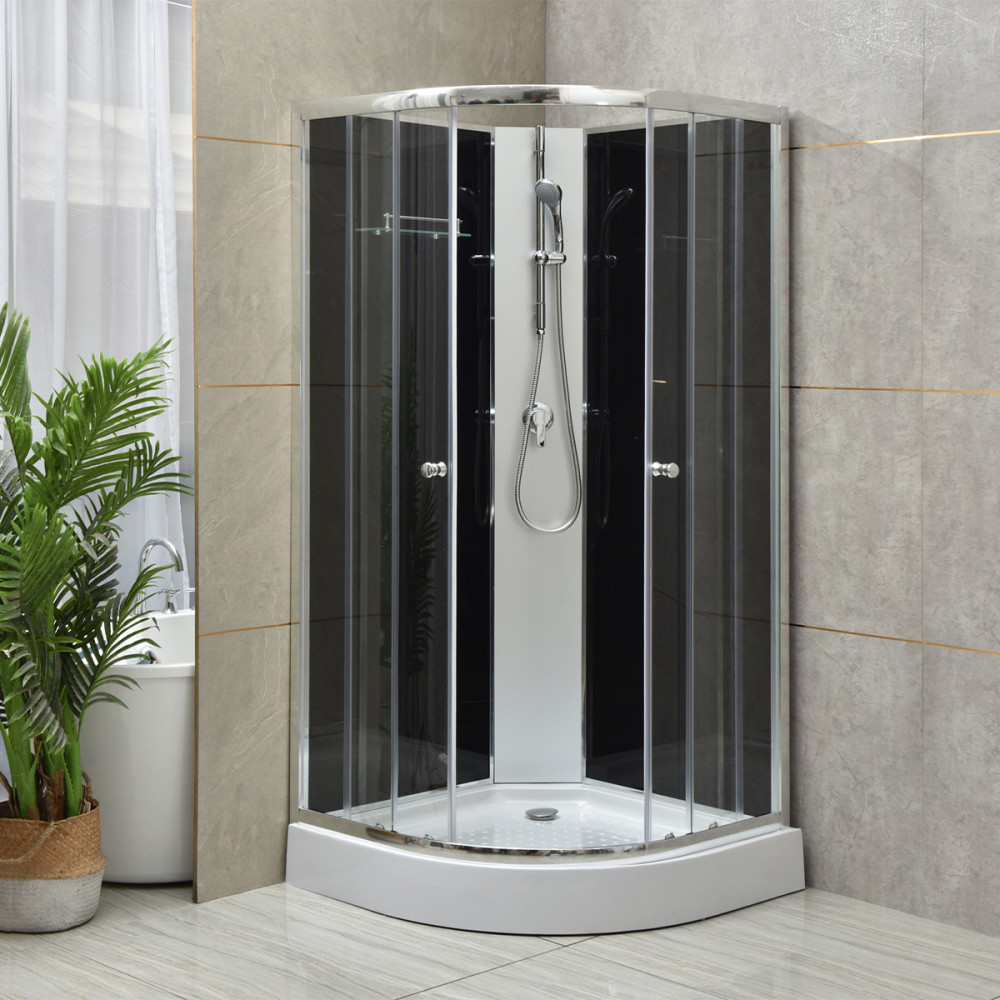 Cabină de duș Leziter Marco Black II 90x90x195 cm, neagră, cu cădiță joasă