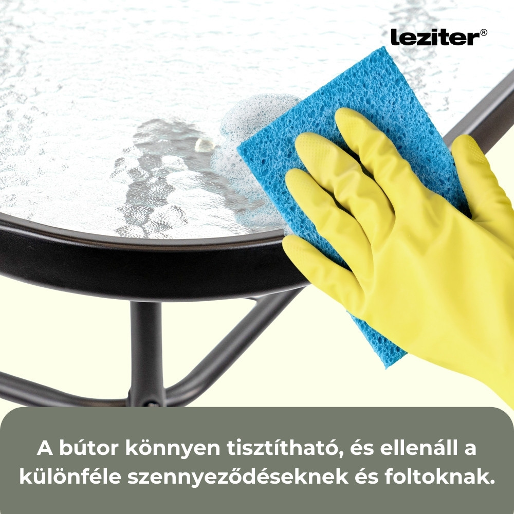 Set mobilier de grădină Leziter Rozetta 4+1, maro, cu masă din sticlă