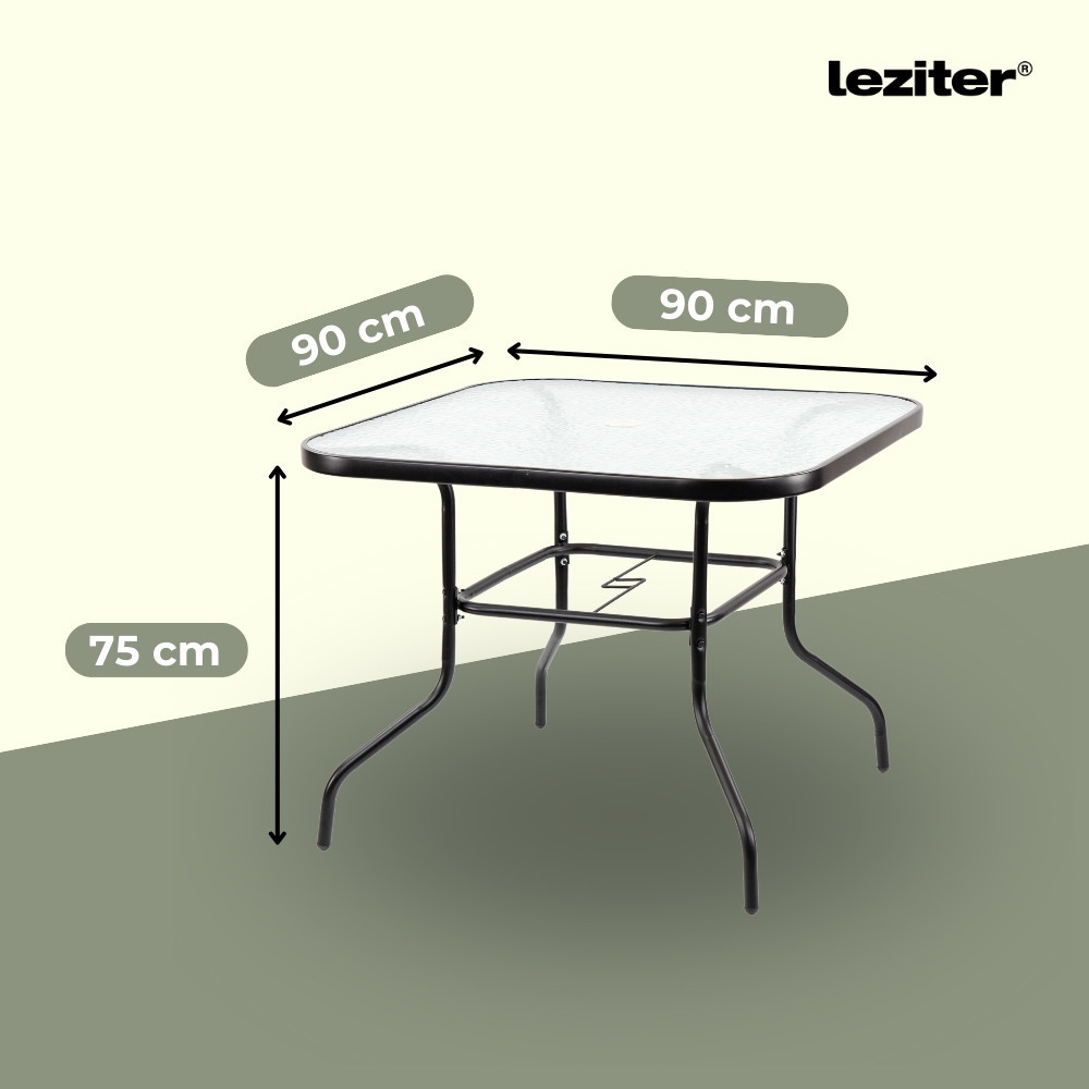 Set mobilier de grădină Leziter Rozetta 4+1, maro, cu masă din sticlă