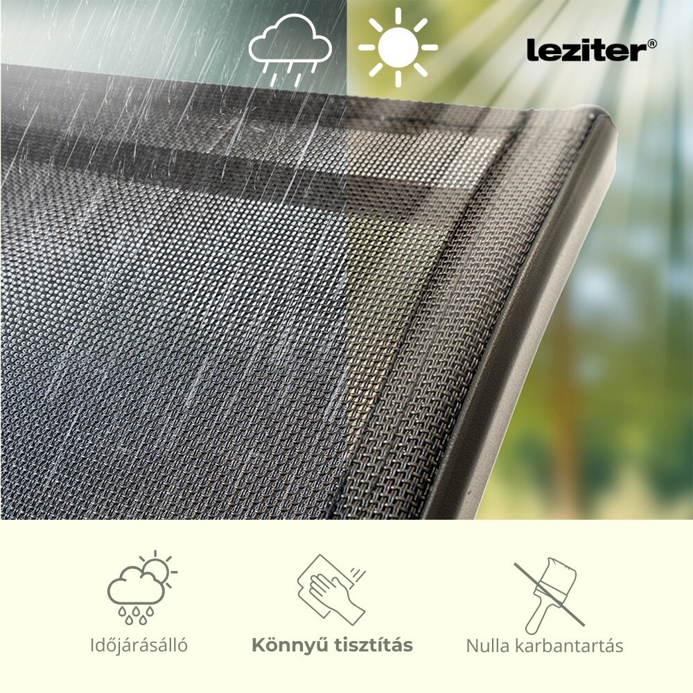 Set mobilier de grădină Leziter Tanger 4+1 negru, masă cu sticlă și 4 scaune