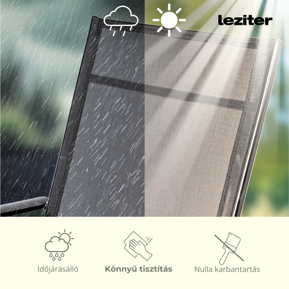 Set mobilier de grădină Leziter Tessa 4+1, masă cu sticlă și 4 scaune negre