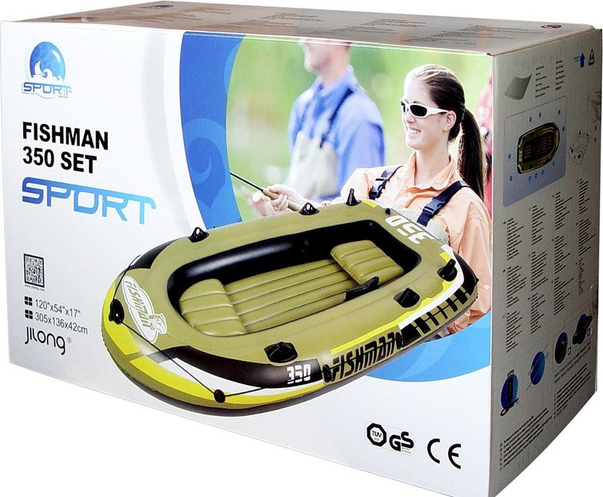 Barcă gonflabilă Mirpol Fishman 350 din PVC, 4 persoane, 340 kg, cu pompă și vâsle