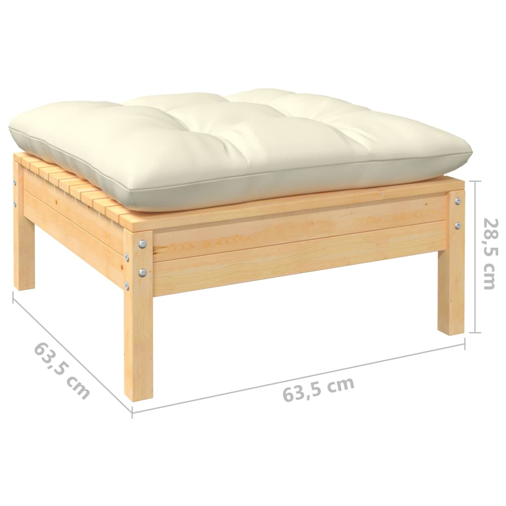 Set mobilier grădină cu perne, 13 piese, crem, lemn de pin GartenMobel Dekor