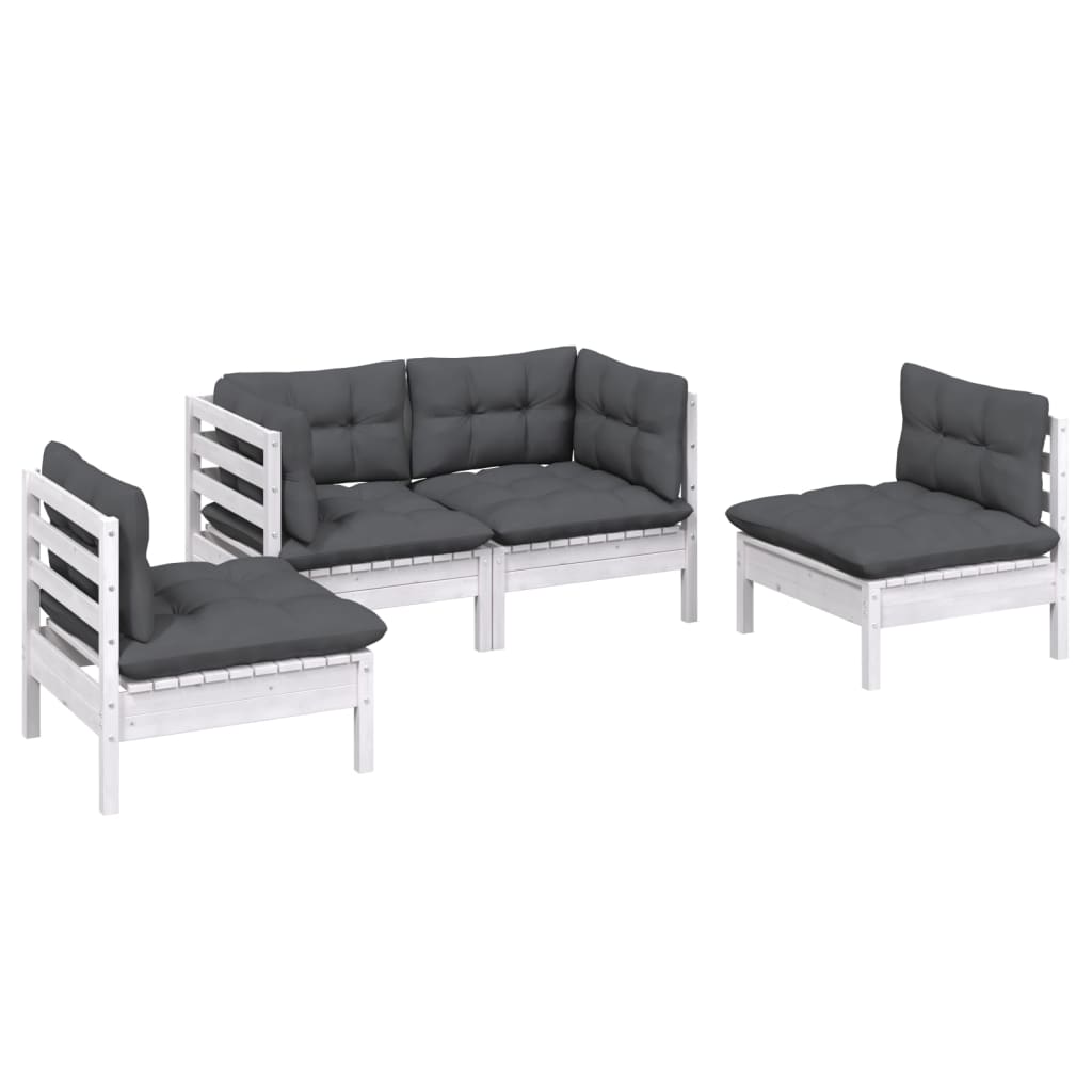 Set mobilier grădină cu perne, 4 piese, lemn de pin GartenMobel Dekor