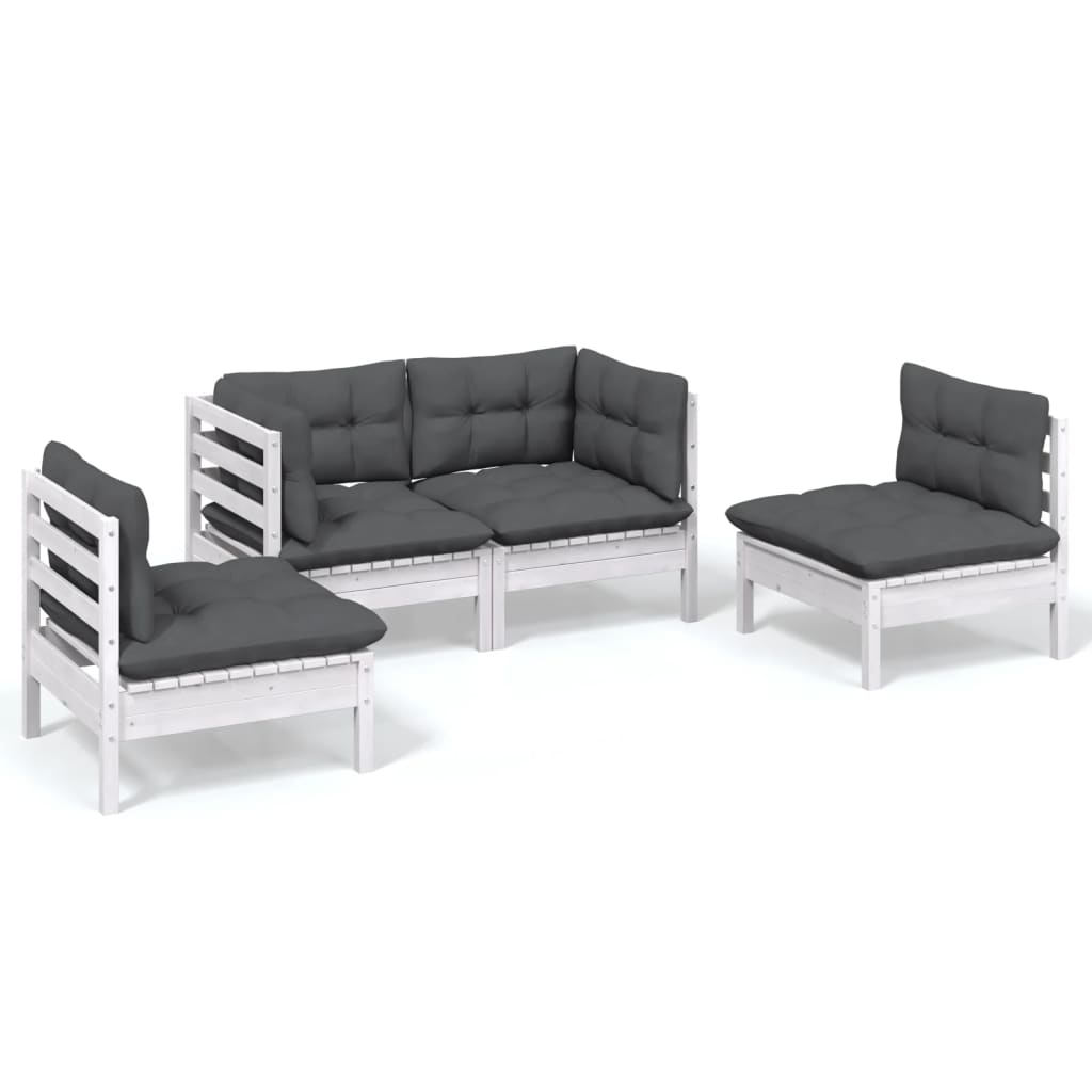 Set mobilier grădină cu perne, 4 piese, lemn de pin GartenMobel Dekor